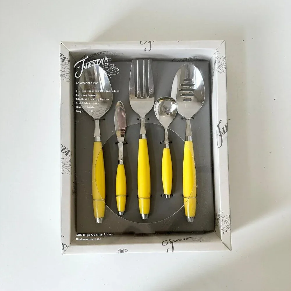NEW Fiestaware Sunflower Yellow 5 pc Hostess Set Flatware Silverware New in box